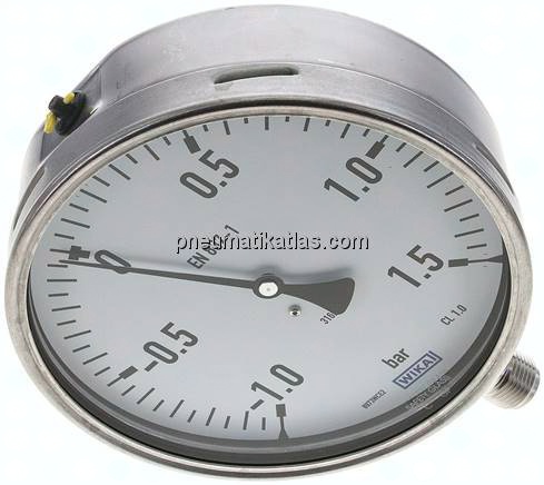 Chemie-Manometer senkrecht, 160mm, -1 bis 1,5 bar