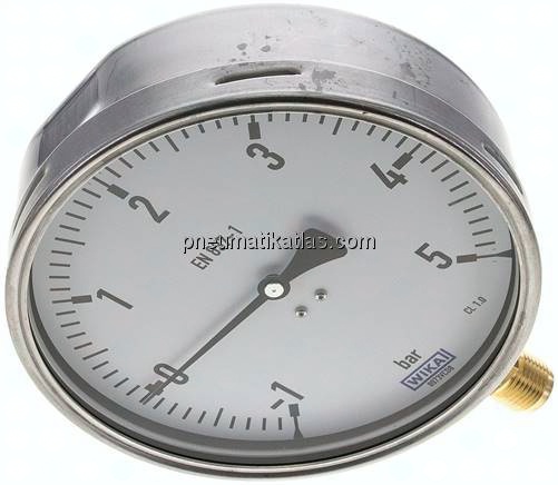 Manometer senkrecht (CrNi/Ms), 160mm, -1 bis 5 bar