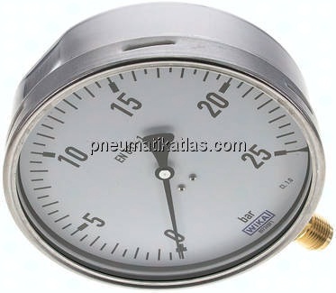 Manometer senkrecht (CrNi/Ms), 160mm, 0 - 25 bar