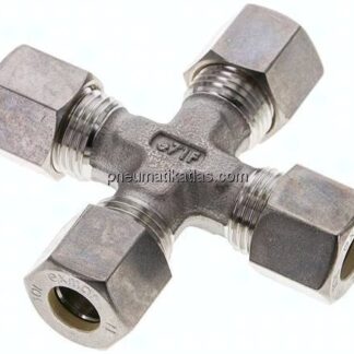 Kreuz-Schneidringverschraubung 10 L (M16x1,5), Klemmring 1.4571 (NC)