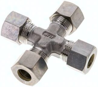 Kreuz-Schneidringverschraubung 12 L (M18x1,5), Klemmring 1.4571 (NC)