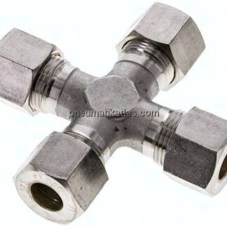 Kreuz-Schneidringverschraubung 12 S (M20x1,5), Klemmring 1.4571 (NC)