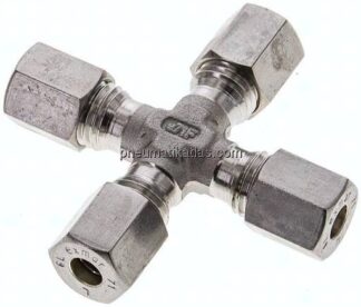 Kreuz-Schneidringverschraubung 6 L (M12x1,5), Klemmring 1.4571 (NC)