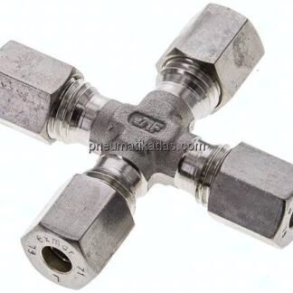 Kreuz-Schneidringverschraubung 6 L (M12x1,5), Klemmring 1.4571 (NC)