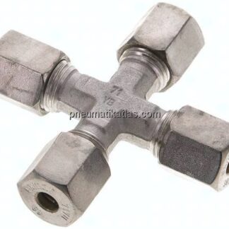 Kreuz-Schneidringverschraubung 6 S (M14x1,5), Klemmring 1.4571 (NC)