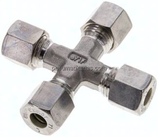Kreuz-Schneidringverschraubung 8 L (M14x1,5), Klemmring 1.4571 (NC)