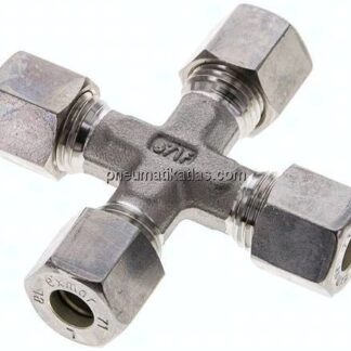 Kreuz-Schneidringverschraubung 8 L (M14x1,5), Klemmring 1.4571 (NC)