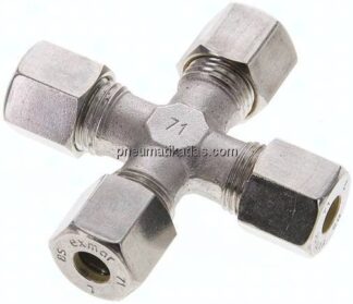 Kreuz-Schneidringverschraubung 8 S (M16x1,5), Klemmring 1.4571 (NC)