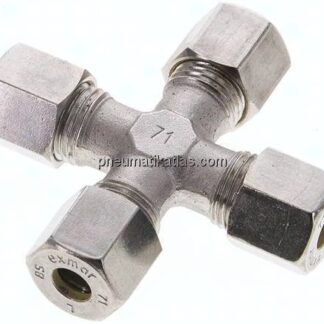 Kreuz-Schneidringverschraubung 8 S (M16x1,5), Klemmring 1.4571 (NC)