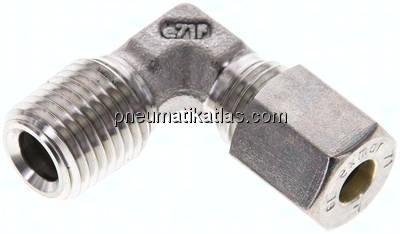 Winkel-Schneidringverschraub. NPT 1/4"-6 L (M12x1,5), Klemmring 1.4571 (NC)