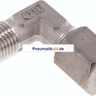 Winkel-Schneidringverschraub. R 1/4"-6 S (M14x1,5), Klemmring 1.4571 (NC)