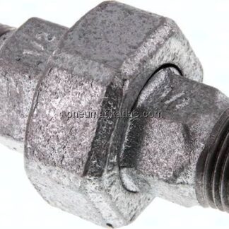 Doppelnippel trennbar R 1/2" flach dichtend,Temperguss verzinkt