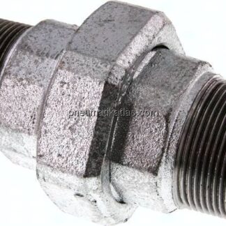 Doppelnippel trennbar R 1-1/2" flach dichtend,Temperguss verzinkt