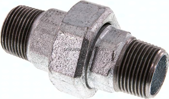 Doppelnippel trennbar R 1" flach dichtend,Temperguss verzinkt