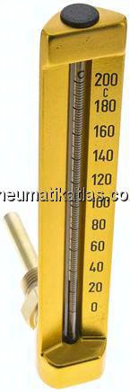 Maschinenthermometer (200mm) waagerecht/0 bis +200°C/63mm