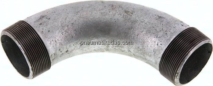 90°-Bogen R 2-1/2" (AG), Temperguss verzinkt