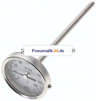 Bimetallthermometer, waagerecht D63/0 bis +160°C/160mm