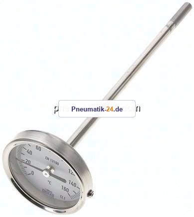 Bimetallthermometer, waagerecht D63/0 bis +160°C/200mm