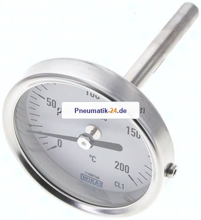 Bimetallthermometer, waagerecht D63/0 bis +200°C/63mm