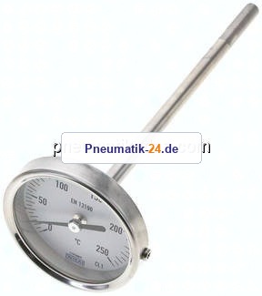 Bimetallthermometer, waagerecht D63/0 bis +250°C/160mm