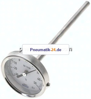 Bimetallthermometer, waagerecht D63/-30 bis +50°C/160mm