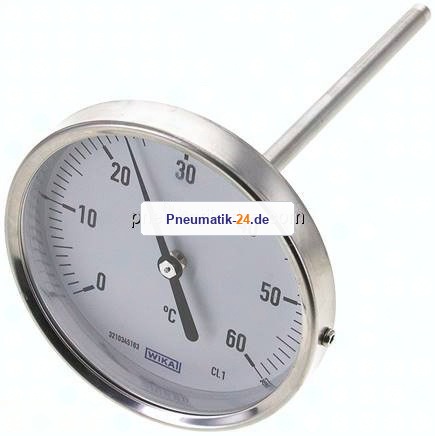 Bimetallthermometer, waagerecht D100/0 bis +60°C/160mm