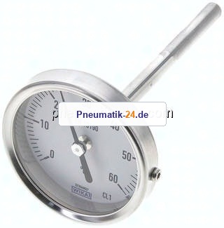 Bimetallthermometer, waagerecht D63/0 bis +60°C/100mm