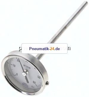 Bimetallthermometer, waagerecht D63/0 bis +60°C/160mm