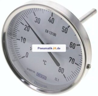 Bimetallthermometer, waagerecht D100/0 bis +80°C/100mm