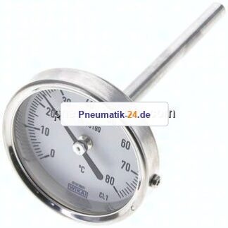 Bimetallthermometer, waagerecht D63/0 bis +80°C/100mm