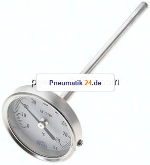 Bimetallthermometer, waagerecht D63/0 bis +80°C/160mm