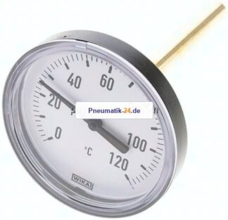 Bimetallthermometer, waagerecht D80/0 bis +120°C/100mm