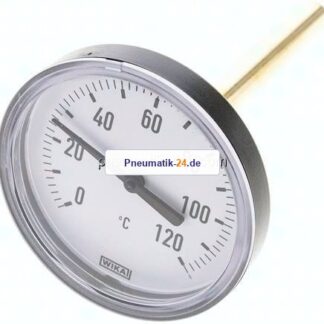 Bimetallthermometer, waagerecht D80/0 bis +120°C/100mm
