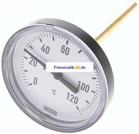 Bimetallthermometer, waagerecht D80/0 bis +120°C/100mm