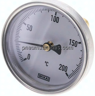 Bimetallthermometer, waagerecht D63/0 bis +200°C/40mm