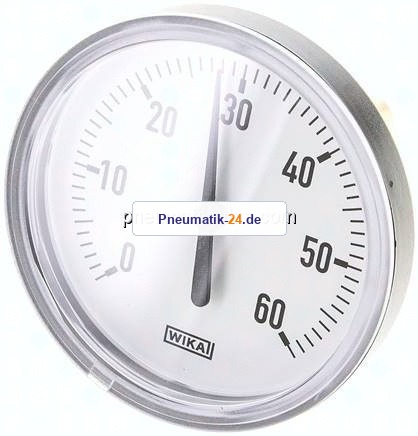 Bimetallthermometer, waagerecht D80/0 bis +60°C/60mm
