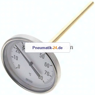 Bimetallthermometer, waagerecht D100/0 bis +80°C/200mm