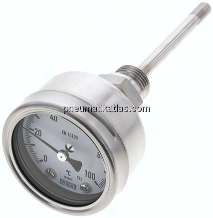 Bimetallthermometer, waagerecht D63/0 bis +100°C/100mm
