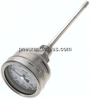 Bimetallthermometer, waagerecht D63/0 bis +100°C/160mm