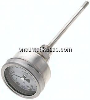 Bimetallthermometer, waagerecht D63/0 bis +120°C/160mm