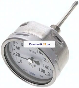 Bimetallthermometer, waagerecht D100/0 bis +160°C/100mm