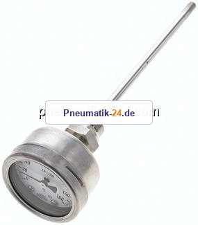 Bimetallthermometer, waagerecht D63/0 bis +160°C/200mm