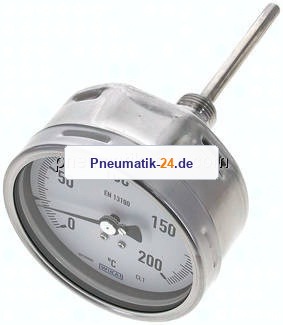 Bimetallthermometer, waagerecht D100/0 bis +200°C/100mm