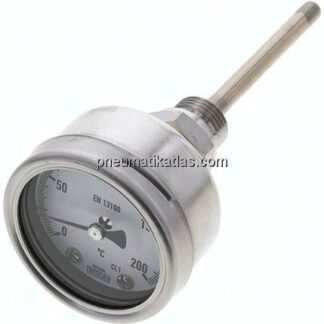 Bimetallthermometer, waagerecht D63/0 bis +200°C/100mm