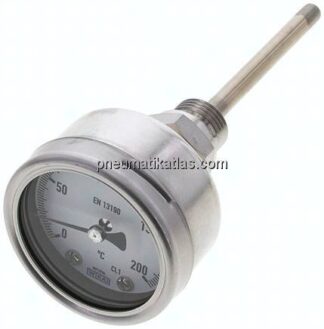 Bimetallthermometer, waagerecht D63/0 bis +200°C/100mm