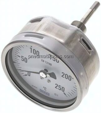 Bimetallthermometer, waagerecht D100/0 bis +250°C/63mm