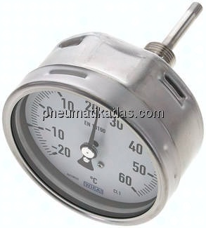 Bimetallthermometer, waagerecht D100/-20 bis +60°C/63mm