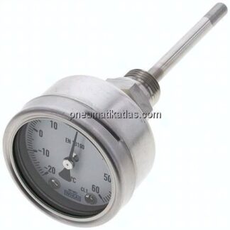 Bimetallthermometer, waagerecht D63/-20 bis +60°C/100mm