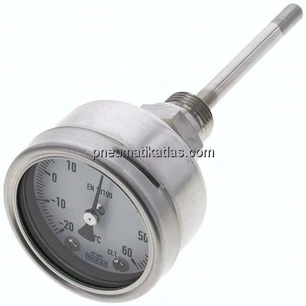 Bimetallthermometer, waagerecht D63/-20 bis +60°C/100mm