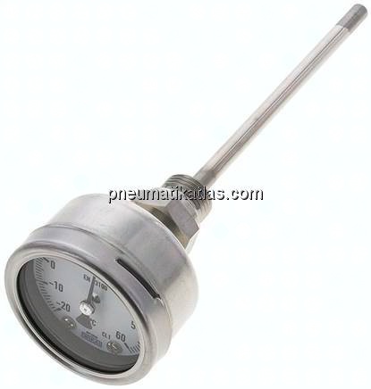 Bimetallthermometer, waagerecht D63/-20 bis +60°C/160mm